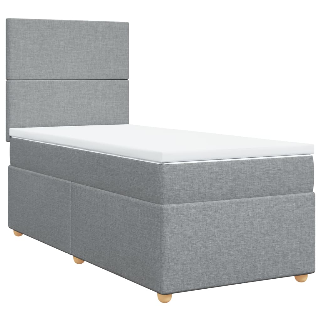 Box Spring Postel S Matrací Textil Světle Šedá