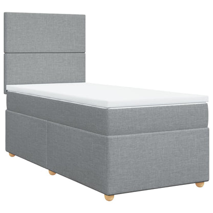 Box Spring Postel S Matrací Textil Světle Šedá