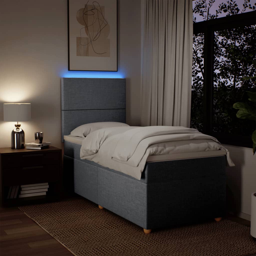 Box Spring Postel S Matrací Textil Světle Šedá