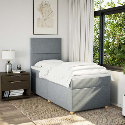 Box Spring Postel S Matrací Textil Světle Šedá