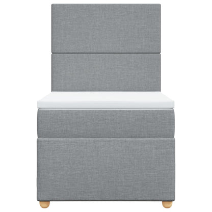 Box Spring Postel S Matrací Textil Světle Šedá