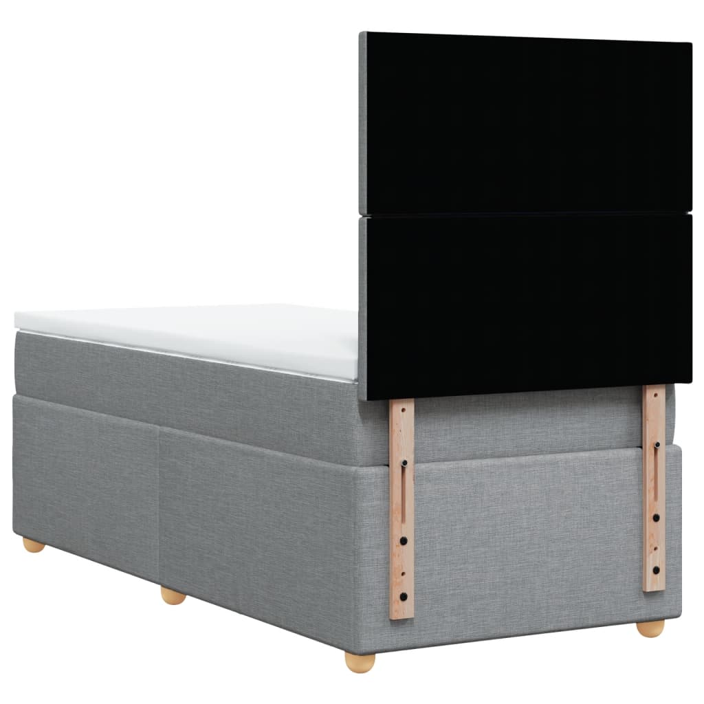 Box Spring Postel S Matrací Textil Světle Šedá