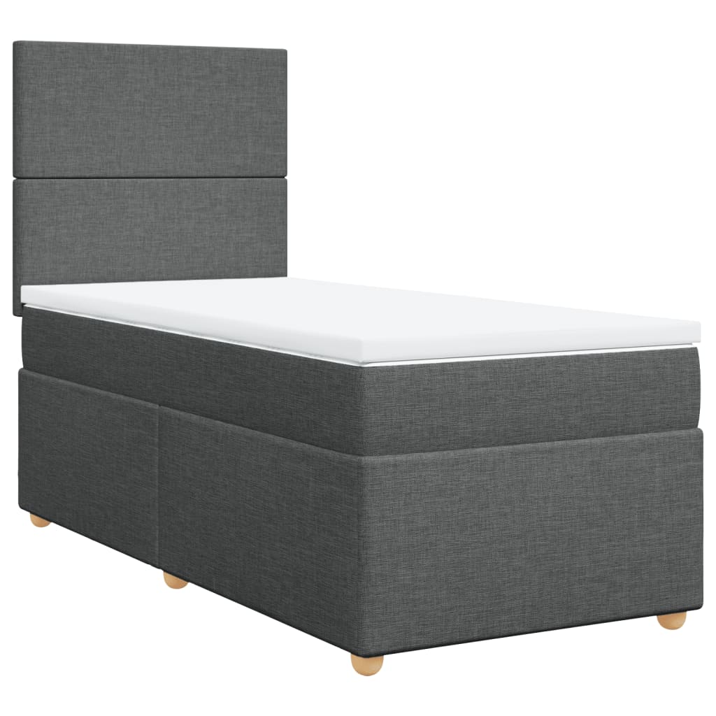 Box Spring Postel S Matrací Textil Tmavě Šedá