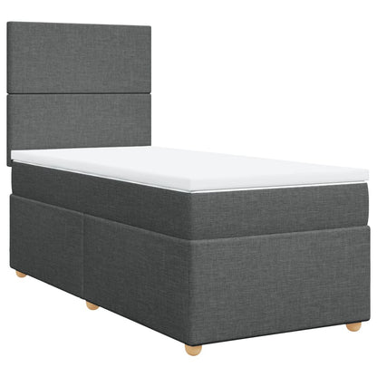 Box Spring Postel S Matrací Textil Tmavě Šedá