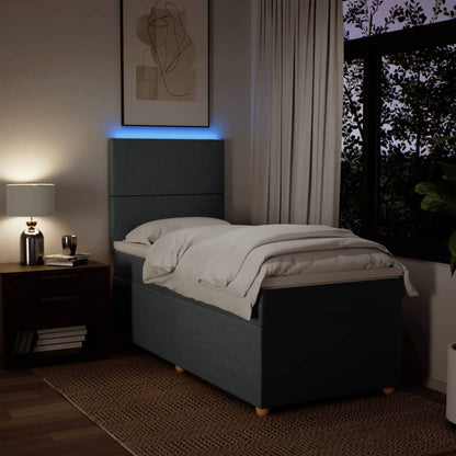 Box Spring Postel S Matrací Textil Tmavě Šedá