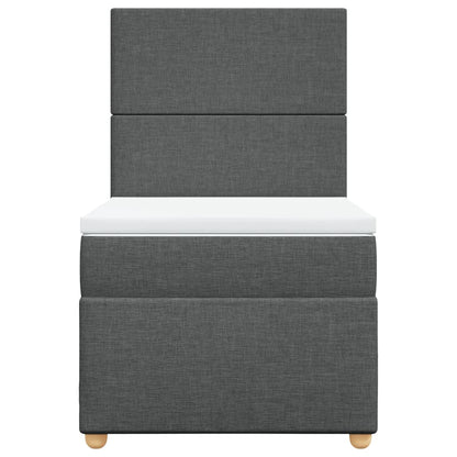 Box Spring Postel S Matrací Textil Tmavě Šedá