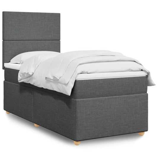 Box Spring Postel S Matrací Textil Tmavě Šedá