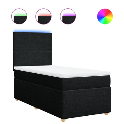 Box Spring Postel S Matrací Černá Textil Černá