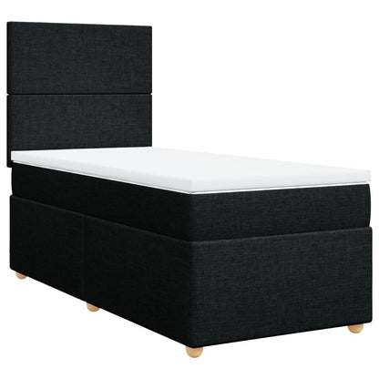 Box Spring Postel S Matrací Černá Textil Černá