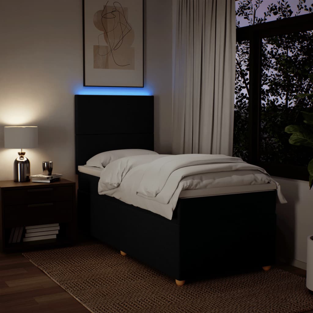 Box Spring Postel S Matrací Černá Textil Černá