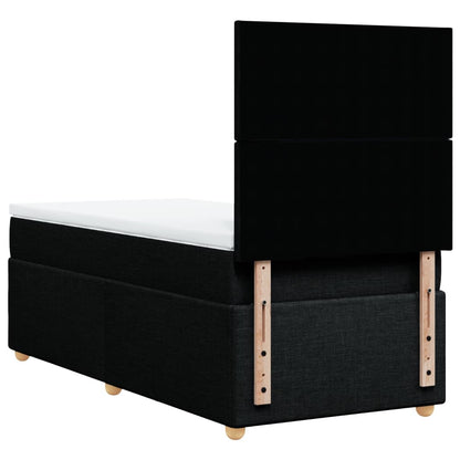 Box Spring Postel S Matrací Černá Textil Černá