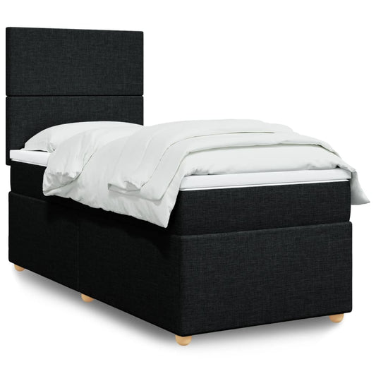 Box Spring Postel S Matrací Černá Textil Černá