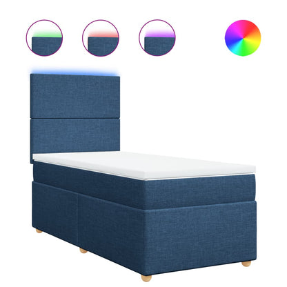 Box Spring Postel S Matrací Textil Modrá