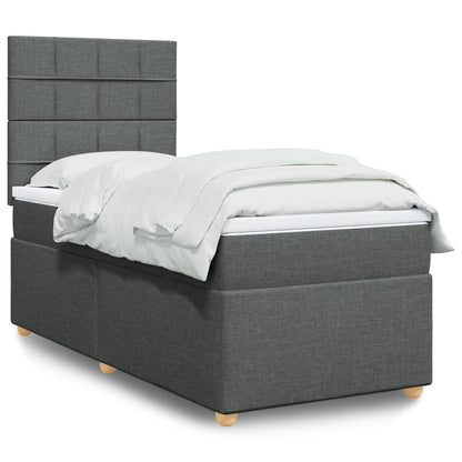 Box Spring Postel S Matrací Textil Tmavě Šedá