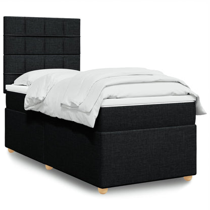 Box Spring Postel S Matrací Černá Textil Černá
