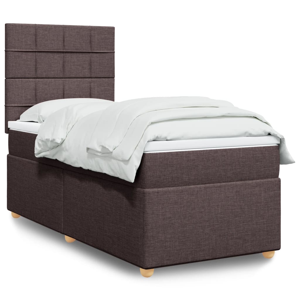 Box Spring Postel S Matrací Textil Tmavě Hnědá