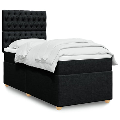 Box Spring Postel S Matrací Černá Textil Černá