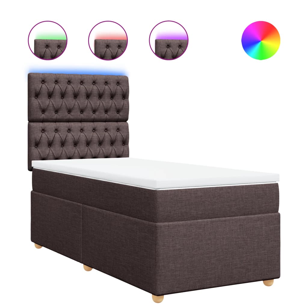 Box Spring Postel S Matrací Textil Tmavě Hnědá