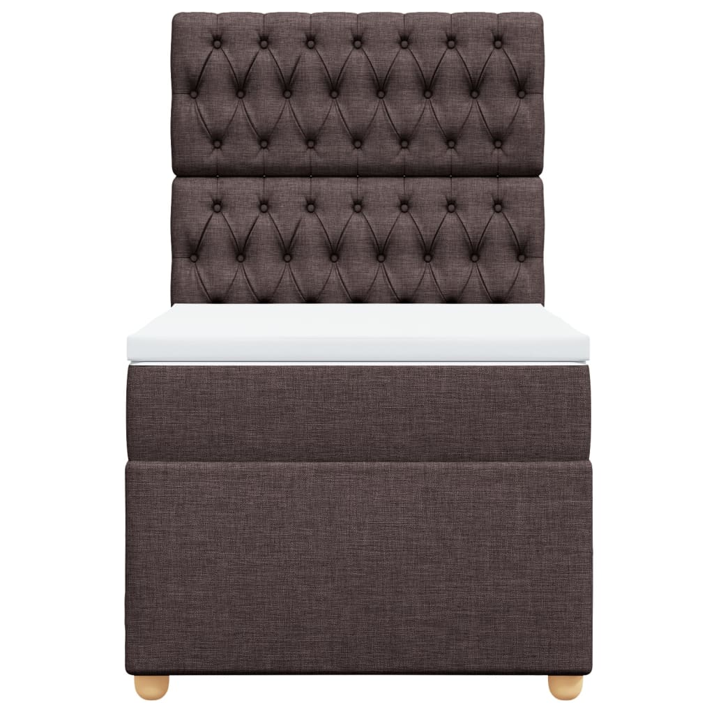 Box Spring Postel S Matrací Textil Tmavě Hnědá