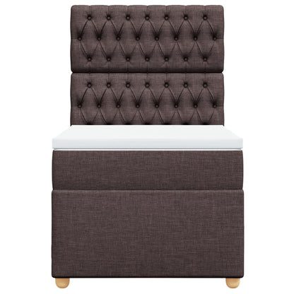 Box Spring Postel S Matrací Textil Tmavě Hnědá