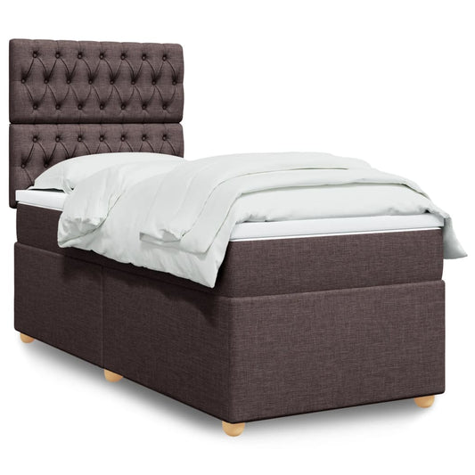 Box Spring Postel S Matrací Textil Tmavě Hnědá