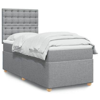 Box Spring Postel S Matrací Textil Světle Šedá