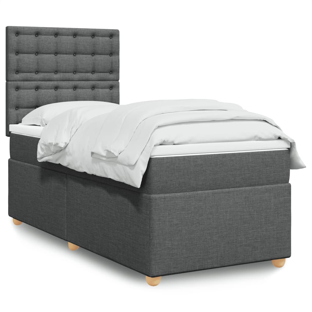 Box Spring Postel S Matrací Textil Tmavě Šedá