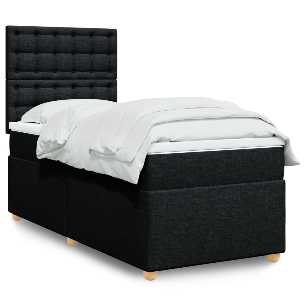 Box Spring Postel S Matrací Černá Textil Černá