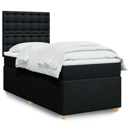 Box Spring Postel S Matrací Černá Textil Černá