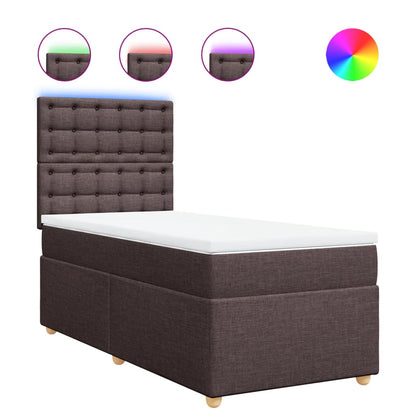 Box Spring Postel S Matrací Tmavě Hnědá 80X200 Cm Textil
