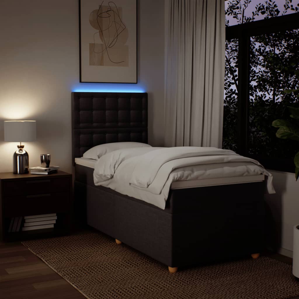 Box Spring Postel S Matrací Tmavě Hnědá 80X200 Cm Textil