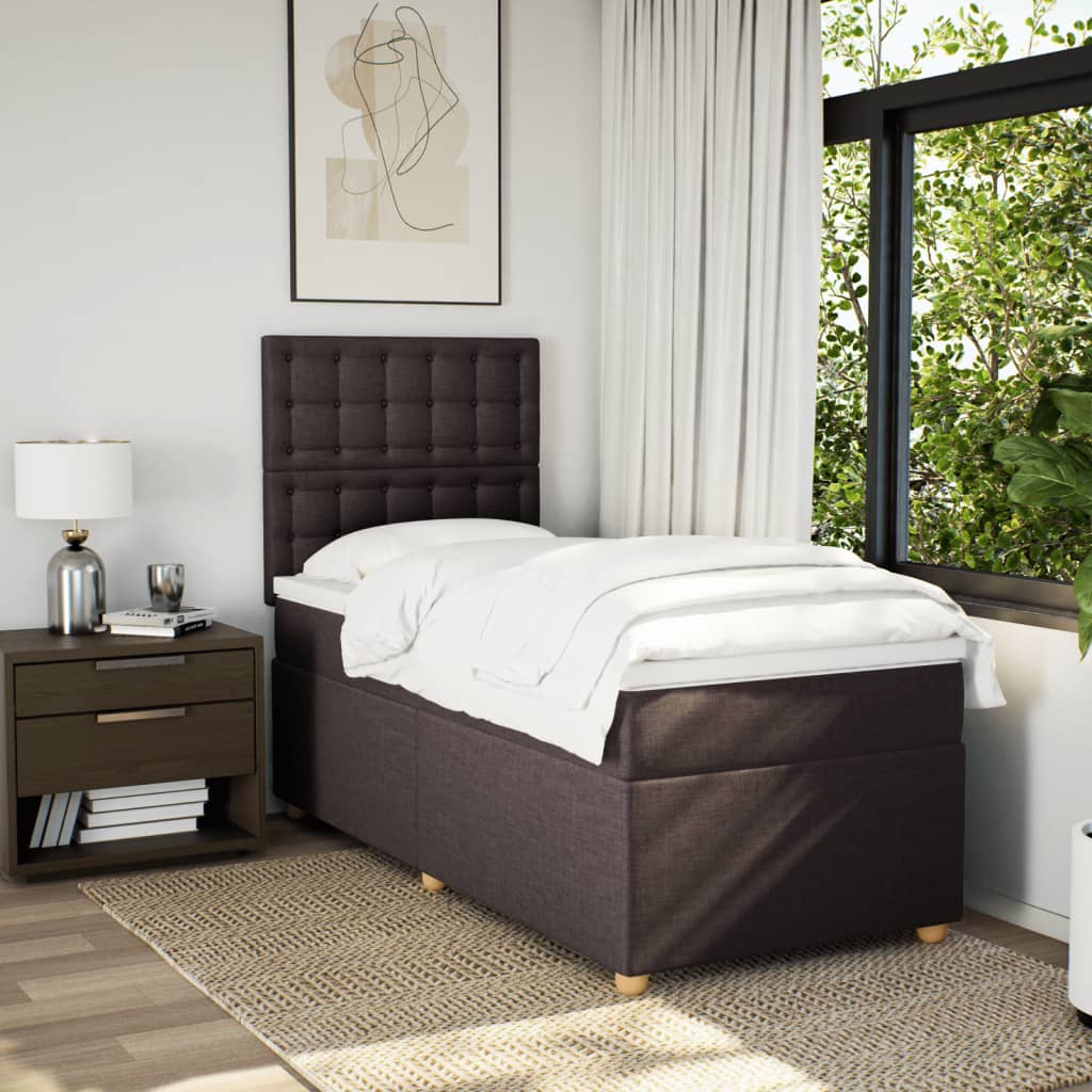 Box Spring Postel S Matrací Tmavě Hnědá 80X200 Cm Textil
