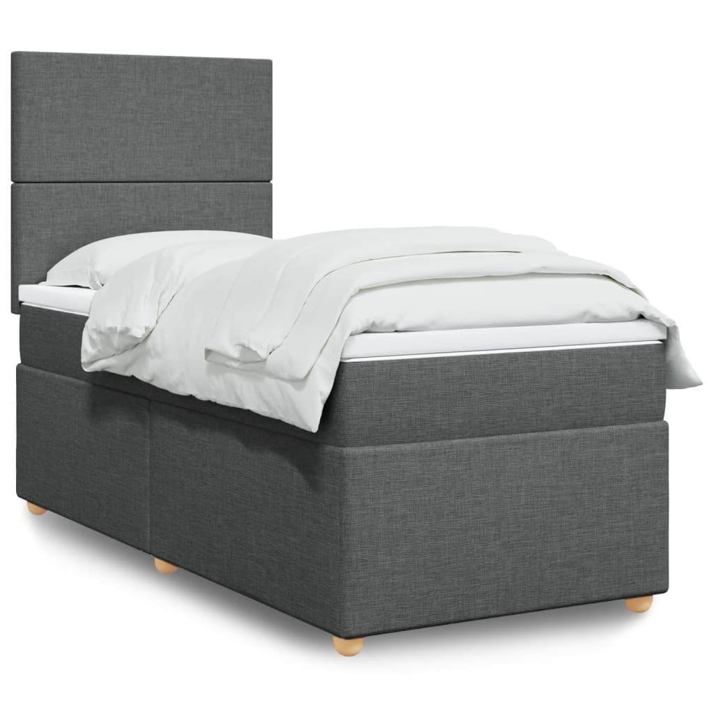 Box Spring Postel S Matrací Textil Tmavě Šedá