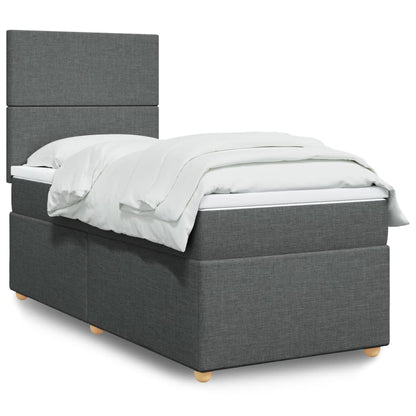 Box Spring Postel S Matrací Textil Tmavě Šedá