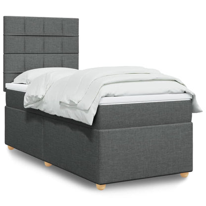 Box Spring Postel S Matrací Textil Tmavě Šedá