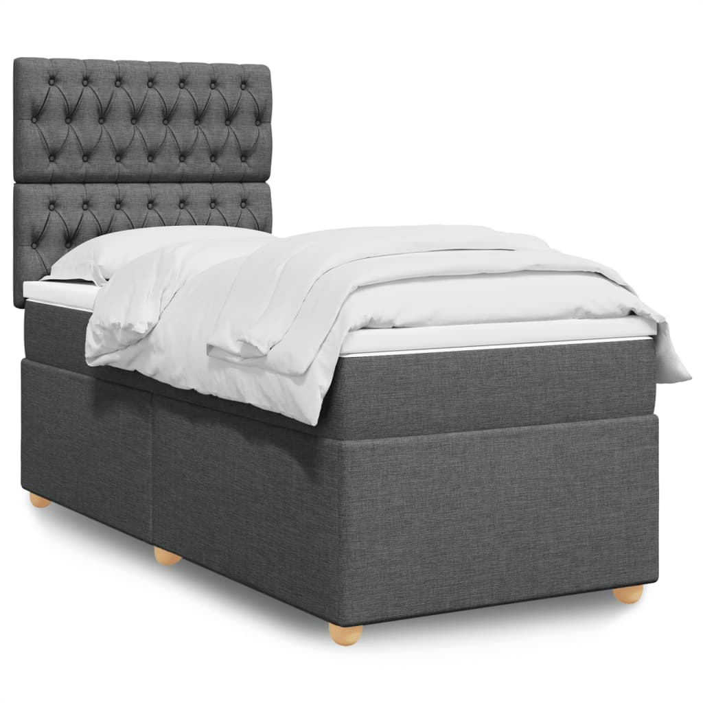 Box Spring Postel S Matrací Textil Tmavě Šedá