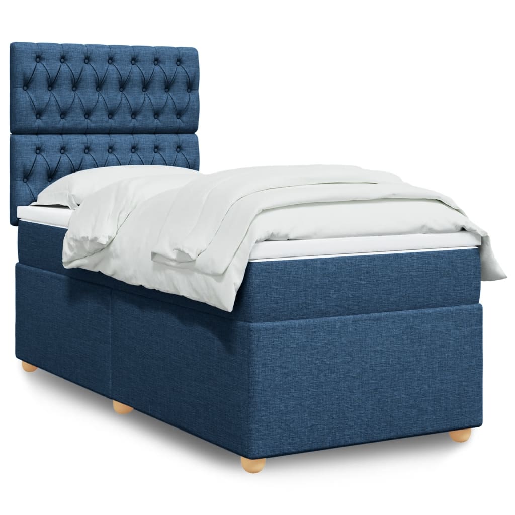 Box Spring Postel S Matrací Textil Modrá