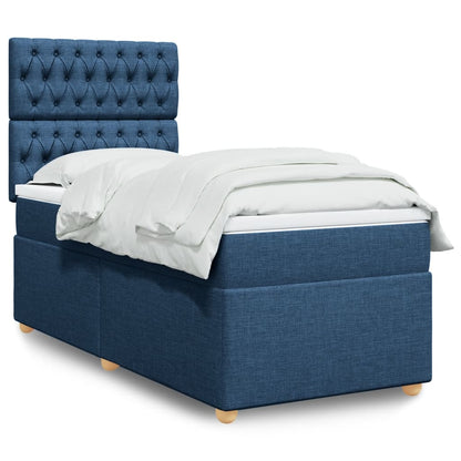 Box Spring Postel S Matrací Textil Modrá