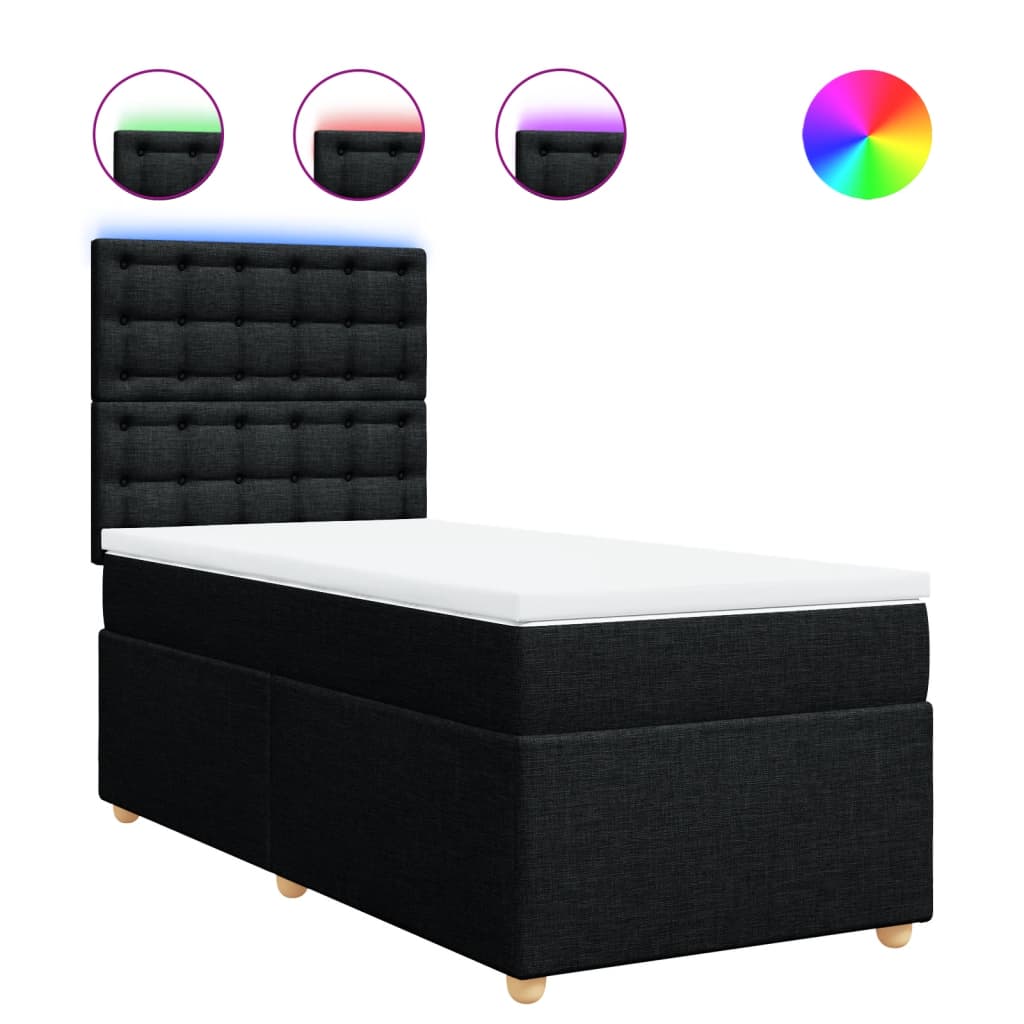 Box Spring Postel S Matrací Černá Textil Černá