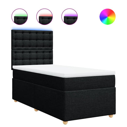 Box Spring Postel S Matrací Černá Textil Černá