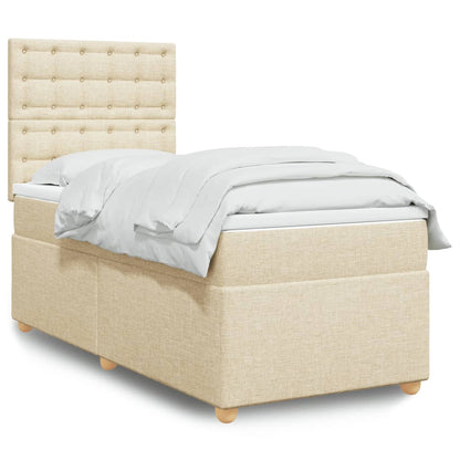 Box Spring Postel S Matrací Textil Krémová