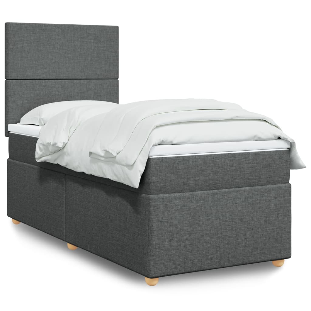 Box Spring Postel S Matrací Textil Tmavě Šedá