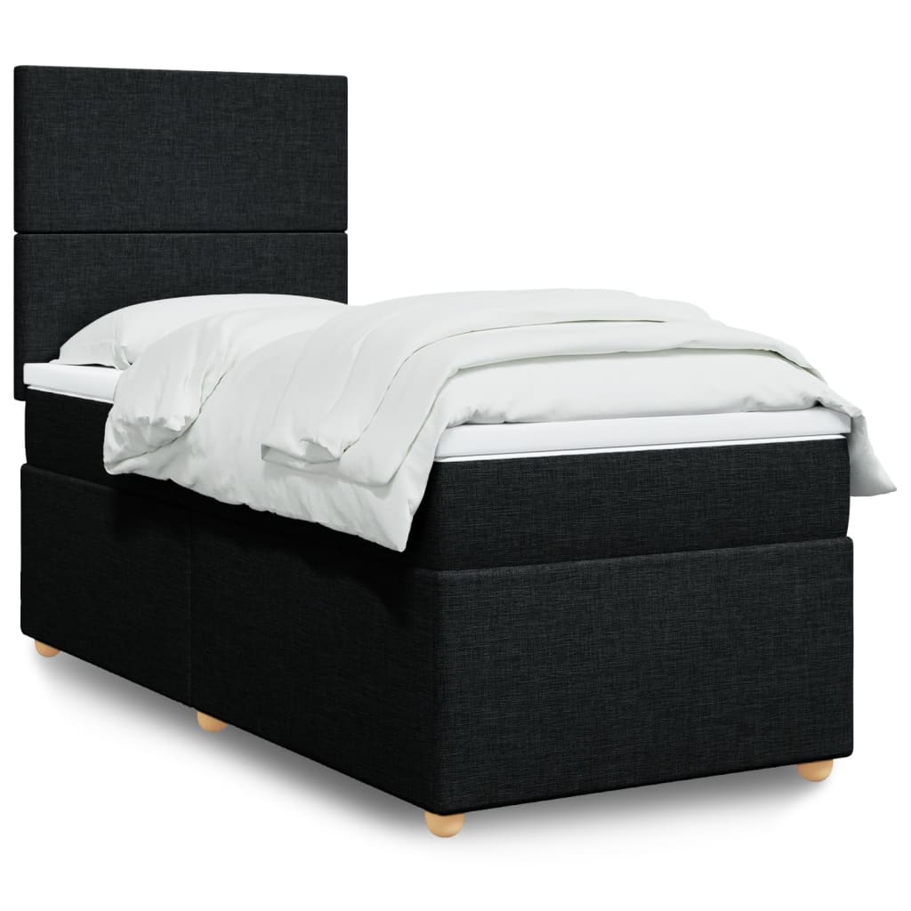 Box Spring Postel S Matrací Černá Textil Černá