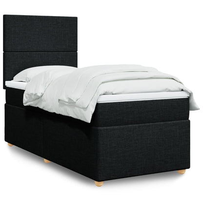 Box Spring Postel S Matrací Černá Textil Černá