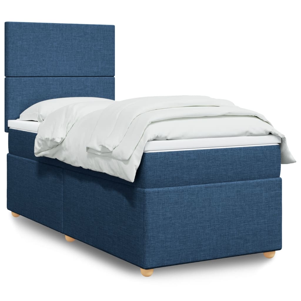 Box Spring Postel S Matrací Textil Modrá