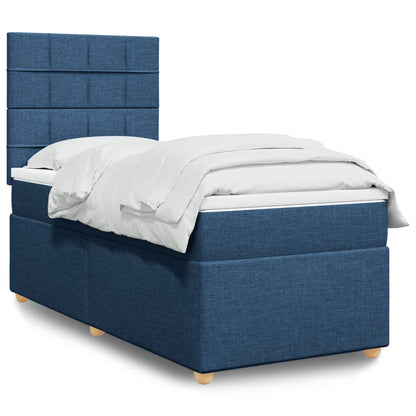 Box Spring Postel S Matrací Textil Modrá