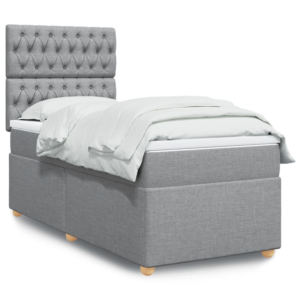 Box Spring Postel S Matrací Textil Světle Šedá
