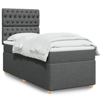 Box Spring Postel S Matrací Textil Tmavě Šedá