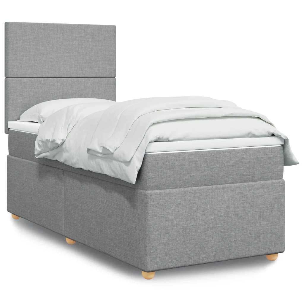 Box Spring Postel S Matrací Textil Světle Šedá