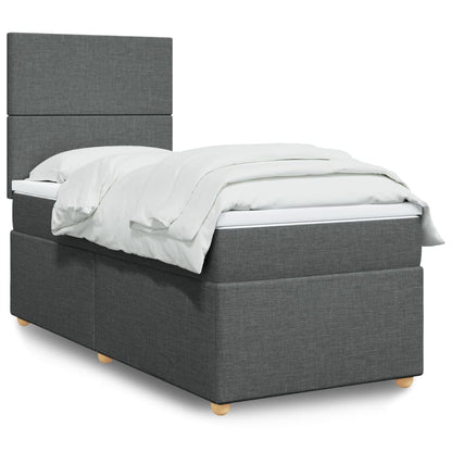 Box Spring Postel S Matrací Textil Tmavě Šedá